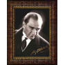 Ata Resim Kızgın Bakan Atatürk Resmi Siyah-Beyaz Atatürk Portresi Çerçeveli Atacrap01d