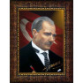Ata Resim Kravatlı Bayraklı Atatürk Profil Resmi Renkli Atatürk Portresi Çerçeveli Atacrap05d