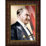 Ata Resim Papyonlu Bayraklı Atatürk Profil Resmi Renkli Atatürk Portresi Çerçeveli Atacrap06d