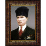 Ata Resim Gri Fonda Sivil Kalpaklı Atatürk Resmi Renkli Atatürk Portresi Çerçeveli Atacrap10d