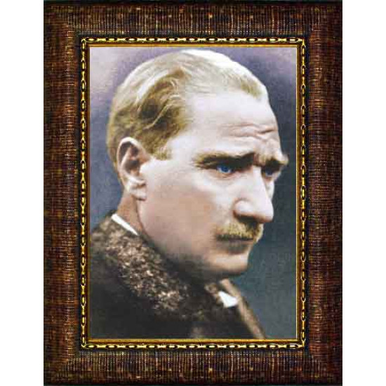 Ata Resim Sarışın Atatürk Profil Resmi Renkli Yandan Atatürk Portresi Çerçeveli Atacrap11d