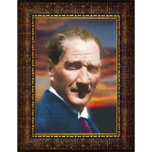 Ata Resim Dağınık Saçlı Atatürk Resmi Renkli Atatürk Portresi Çerçeveli Atacrap15d