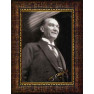 Ata Resim Gülen Atatürk Resmi Siyah-Beyaz Atatürk Portresi Çerçeveli Atacrap45d