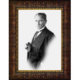 Ata Resim Dürbünlü Atatürk Resmi Siyah Beyaz Atatürk Portresi Çerçeveli Atacrap58d