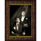Yanyana İki Atatürk Portresi Çerçeveli Tablo - Siyah/Beyaz ATACRAP69D