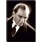 Atatürk Tablosu Kanvas - Kızgın Bakan Mustafa Kemal Portresi Siyah/Beyaz ATATRAP01D1