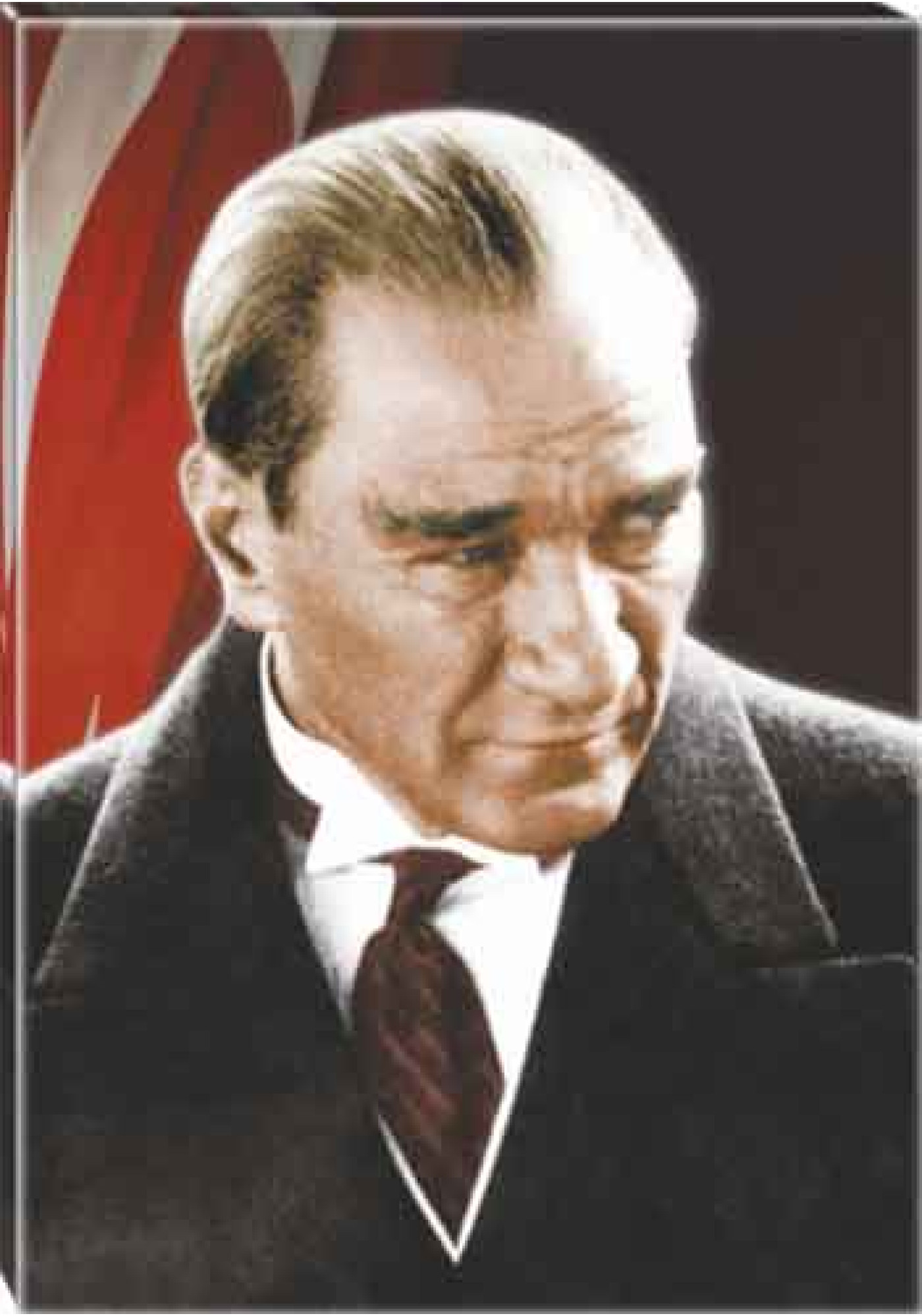 Atatürk Tablosu Kanvas - Kızgın Bakan Bayraklı Tasarım ATATRAP03D