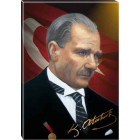 Ata Tablo Kravatlı Atatürk Tablosu Renkli Bayraklı Yandan Atatürk Profil Portresi Kanvas Atatrap05d
