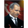 Ata Tablo Kravatlı Atatürk Tablosu Kanvas Renkli Bayraklı Yandan Atatürk Profil Portresi Atatrap05d