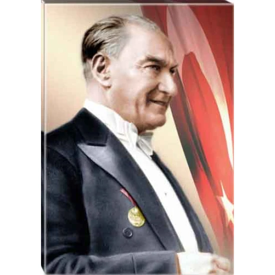 Atatürk Tablosu Kanvas - Papyonlu Yandan Profil Bayraklı Tasarım ATATRAP06D Atatürk Tablosu Kanvas - Papyonlu Yandan Profil Bayraklı Tasarım ATATRAP06D