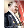 Ata Tablo Papyonlu Atatürk Tablosu Kanvas Renkli Bayraklı Yandan Atatürk Profil Portresi Atatrap06d