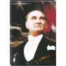 Ata Tablo Göğe Bakan Papyonlu Atatürk Tablosu Renkli Bayraklı Atatürk Portresi Kanvas Atatrap07d