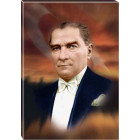 Ata Tablo Şahin Bakışlı Atatürk Tablosu Renkli Bayraklı Atatürk Portresi Kanvas Atatrap08d