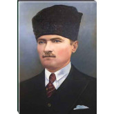 Atatürk Tablosu Kalpaklı Kanvas - Ressam Çizimi Portre ATATRAP09D