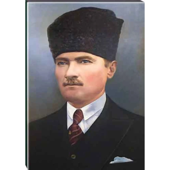 Atatürk Tablosu Kalpaklı Kanvas - Ressam Çizimi Portre ATATRAP09D2