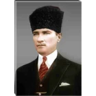 Atatürk Tablosu Kalpaklı Kanvas - Gri Fonda Portre ATATRAP09D1
