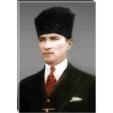 Ata Tablo Gri Fonda Sivil Kalpaklı Atatürk Tablosu Kanvas Renkli Atatürk Portresi Atatrap10d