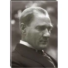 Atatürk Tablosu Kanvas - Doğal Siyah/Beyaz Yandan Profil Portresi ATATRAP12D