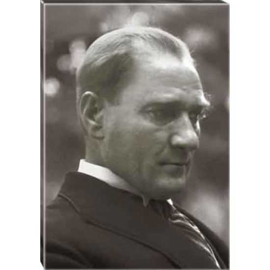Ata Tablo Doğal Atatürk Tablosu Siyah-Beyaz Yandan Atatürk Profil Portresi Kanvas Atatrap12d