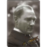 Ata Tablo Doğal Atatürk Tablosu Siyah-Beyaz Yandan Atatürk Profil Portresi Kanvas Atatrap12d