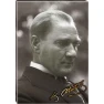 Atatürk Tablosu Kanvas - Doğal Siyah/Beyaz Yandan Profil Portresi ATATRAP12D