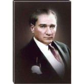 Ata Tablo Siyah Fonda Atatürk Tablosu Renkli Atatürk Portresi Kanvas Atatrap14d