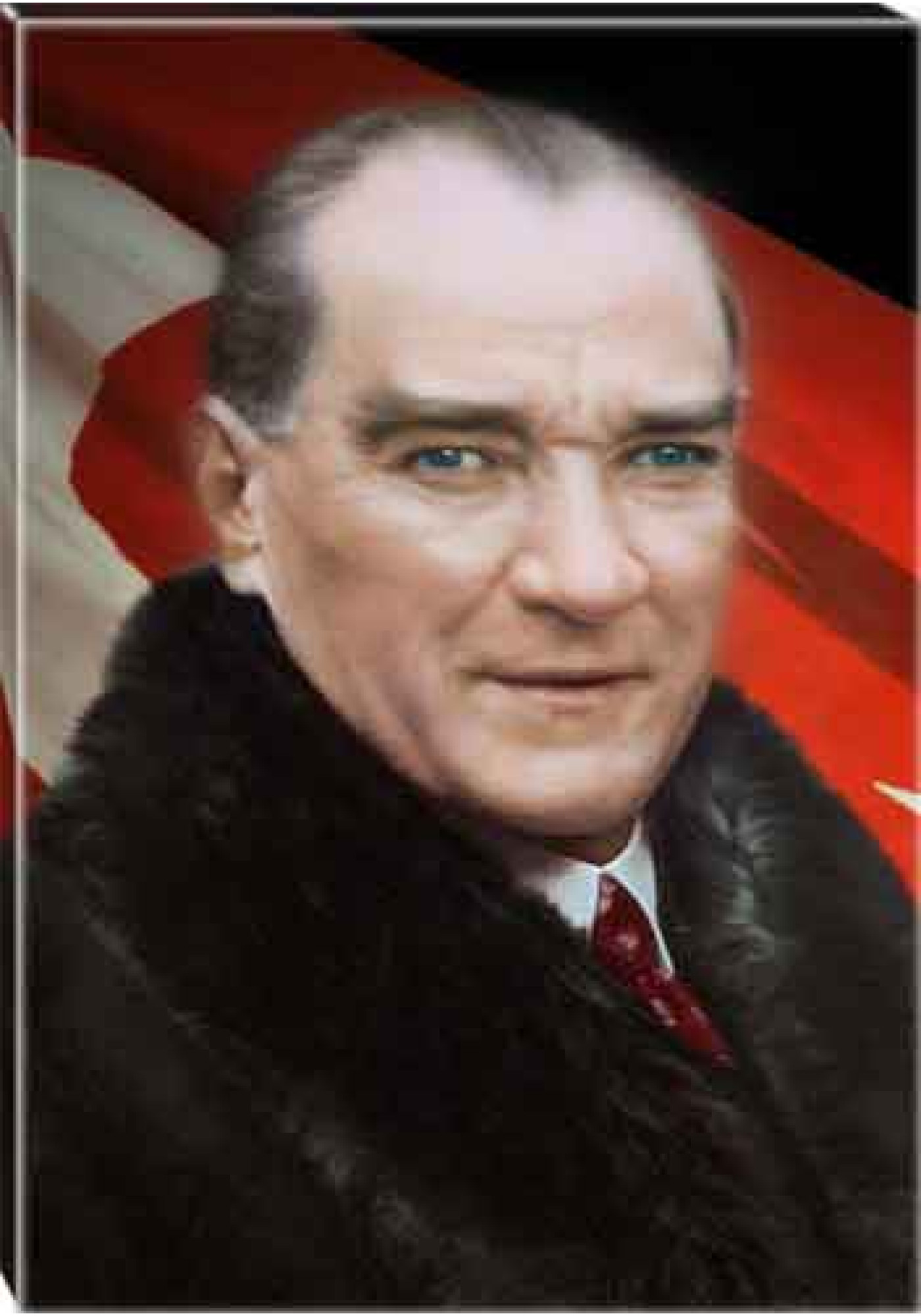 Atatürk Tablosu Kanvas - Kürklü Bayraklı Tasarım ATATRAP21D