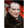 Ata Tablo Kürklü Atatürk Tablosu Kanvas Renkli Bayraklı Atatürk Portresi Dikey Atatrap21d