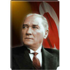 Ata Tablo Yana Bakan Atatürk Tablosu Renkli Bayraklı Atatürk Portresi Kanvas Atatrap23d