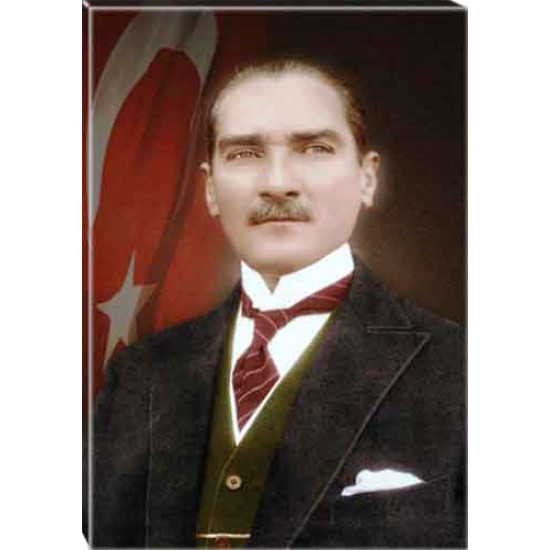 Ata Tablo Filinta Atatürk Tablosu Renkli Bayraklı Atatürk Portresi Kanvas Atatrap25d