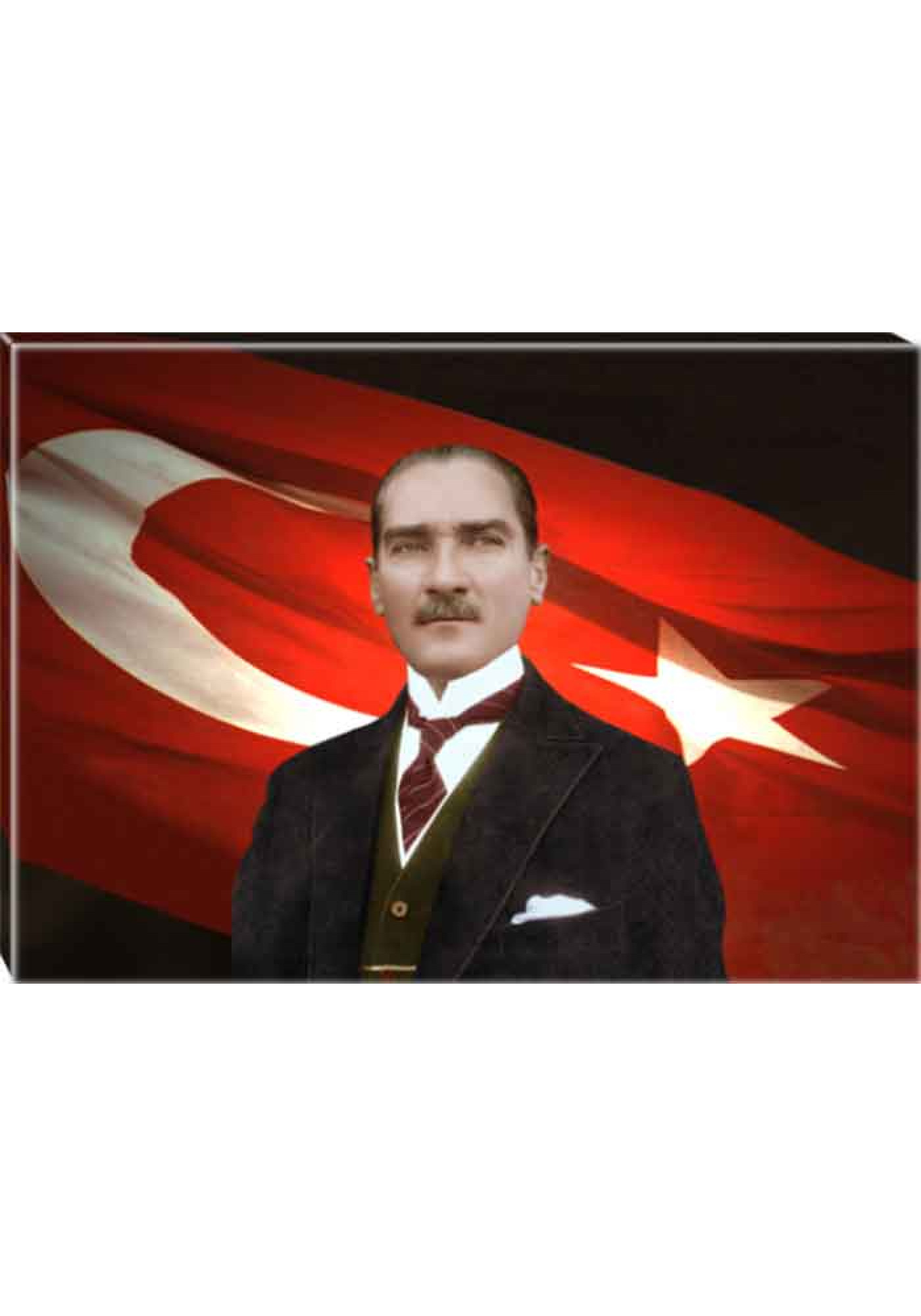 Atatürk Tablosu Kanvas - Filinta Bayraklı Yatay ATATRAP26Y
