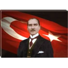 Atatürk Tablosu Kanvas - Filinta Bayraklı Yatay ATATRAP26Y