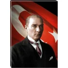 Atatürk Tablosu Kanvas - Jön Bayraklı Tasarım ATATRAP27D