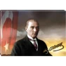 Atatürk Tablosu Kanvas - Jön Bayraklı Yatay ATATRAP28Y