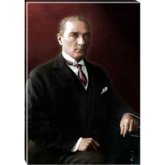 Ata Tablo Bordo Fonda Jön Atatürk Tablosu Kanvas Renkli Atatürk Portresi Dikey Atatrap29d
