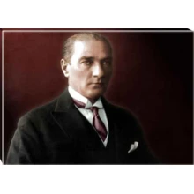 Atatürk Tablosu Kanvas - Jön Bordo Fon Yatay ATATRAP30Y Atatürk Tablosu Kanvas - Jön Bordo Fon Yatay ATATRAP30Y