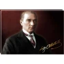 Atatürk Tablosu Kanvas - Jön Bordo Fon Yatay ATATRAP30Y