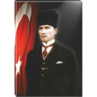 Atatürk Tablosu Kalpaklı Kanvas - Bayraklı Tasarım ATATRAP33D