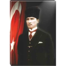 Atatürk Tablosu Kalpaklı Kanvas - Bayraklı Tasarım ATATRAP33D Atatürk Tablosu Kalpaklı Kanvas - Bayraklı Tasarım ATATRAP33D
