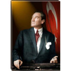 Ata Tablo Göğe Bakan Kravatlı Atatürk Tablosu Kanvas Renkli Bayraklı Atatürk Portresi Atatrap35d