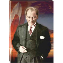 Ata Tablo Bayraklı Atatürk Tablosu Kanvas Renkli Atatürk Portresi Dikey Atatrap37d