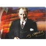 Atatürk Tablosu Kanvas - Bayraklı Yatay ATATRAP38Y