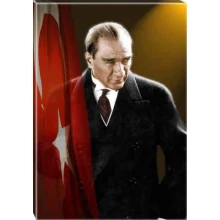 Atatürk Tablosu Kanvas - Bayraklı Tasarım ATATRAP41D Atatürk Tablosu Kanvas - Bayraklı Tasarım ATATRAP41D