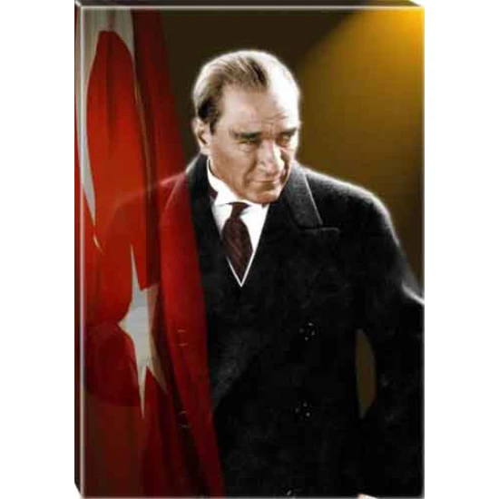 Atatürk Tablosu Kanvas - Bayraklı Tasarım ATATRAP41D Atatürk Tablosu Kanvas - Bayraklı Tasarım ATATRAP41D
