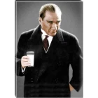 Atatürk Tablosu Kanvas - Ayran İçen Rakı Diye İftira Atılan ATATRAP43D