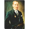Atatürk Tablosu Kanvas - Madalyalı Yeşil Ceketli Portre ATATRAP47D