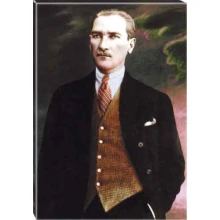 Atatürk Tablosu Kanvas - Kahverengi Yelekli Portre ATATRAP48D Atatürk Tablosu Kanvas - Kahverengi Yelekli Portre ATATRAP48D
