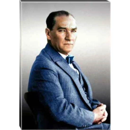 Atatürk Tablosu Kanvas - Papyonlu Mavi Ceketli Portre ATATRAP51D