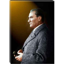 Ata Tablo Dürbünlü Atatürk Tablosu Kanvas Renkli Yandan Atatürk Profil Portresi Atatrap52d