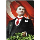 Ata Tablo Göğe Bakan Kravatlı Atatürk Tablosu Kanvas Renkli Bayraklı Atatürk Portresi Atatrap55d